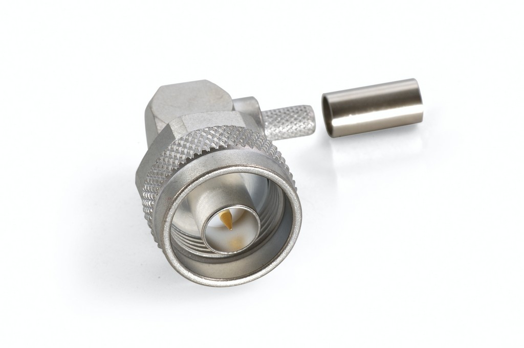 CONNETTORE COASSIALE N MASCHIO A 90° A CRIMPARE