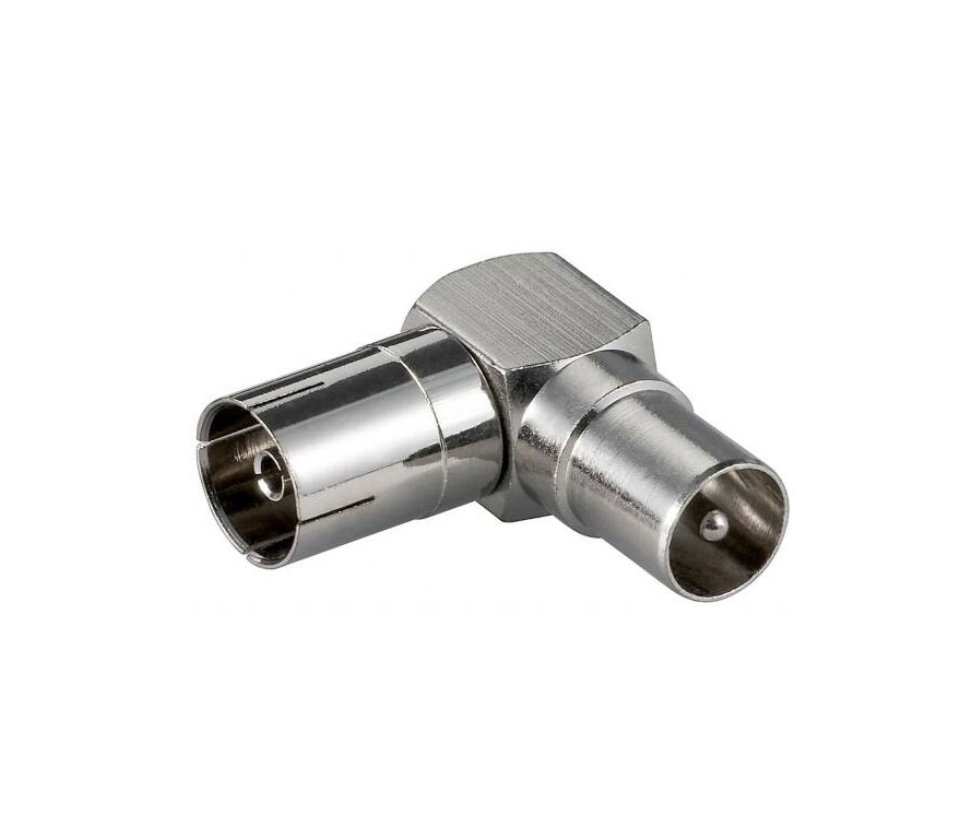 ADATTATORE COASSIALE IEC MASCHIO/IEC FEMMINA 90°