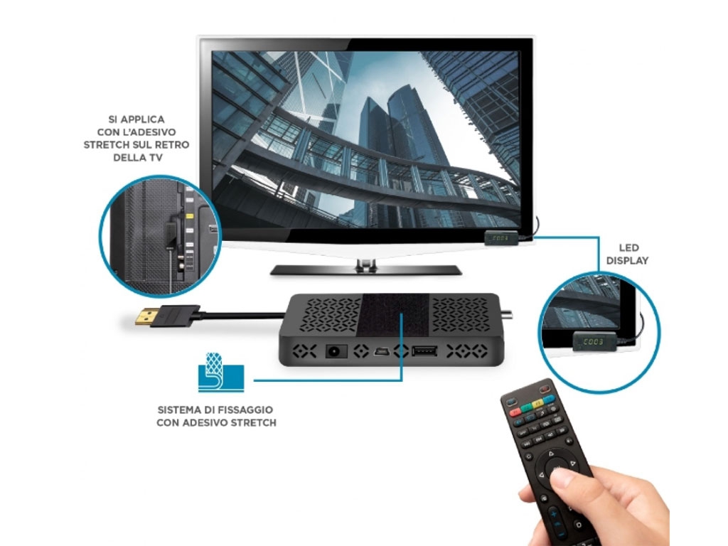 RICEVITORE DVB-T2 RETRO-TV STICK + TELECOMANDO 2IN1