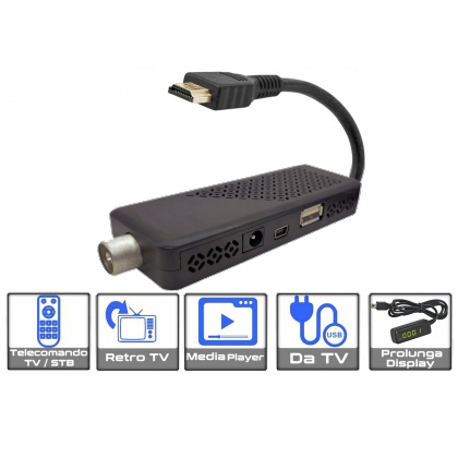 RICEVITORE DVB-T2 RETRO-TV STICK + TELECOMANDO 2IN1
