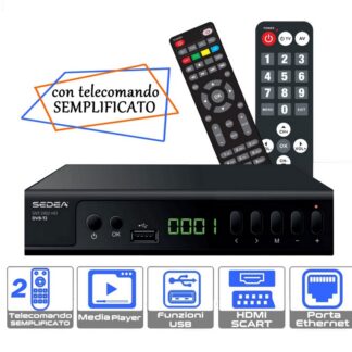 RICEVITORE DVB/T2 CON 2 TELECOMANDI
