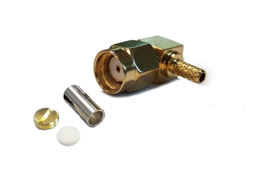 CONNETTORE COASSIALE SMA MASCHIO 90° RP
